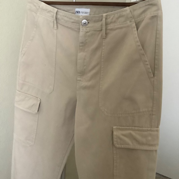 Zara New without Tags TRF Cargo Pants / Size 12 / Beige - Picture 6 of 6